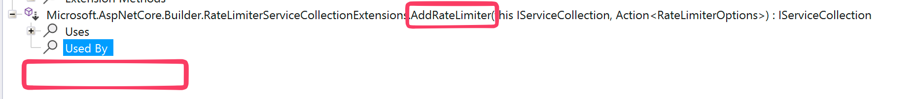 Figure 8: AddRateLimiter is not used anywhere